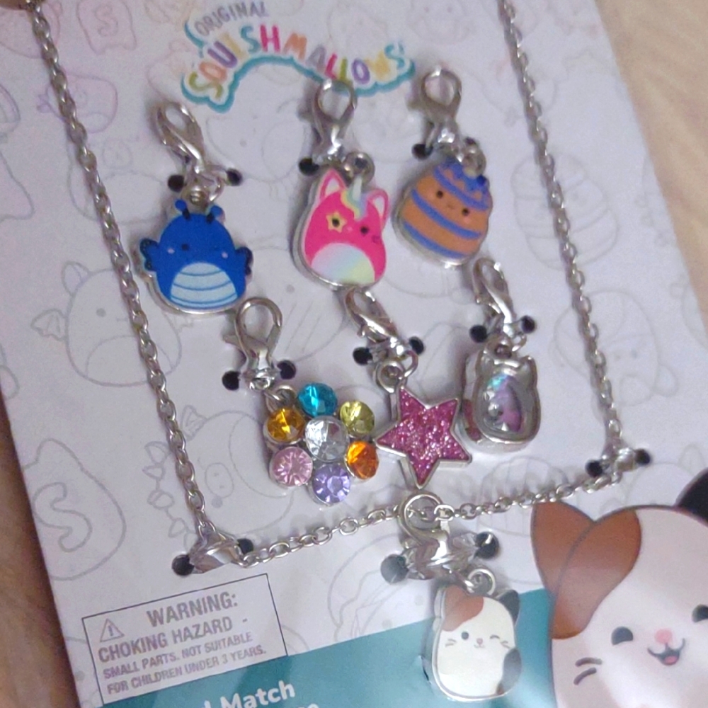 Squishmallows Charm Clip Customizable Necklace Multicolor Kawaii Decora